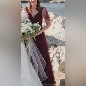 Revelry Thea Tulle dress, Size 4, Unaltered, Cabernet